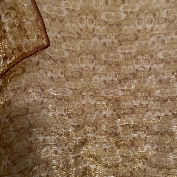 Coach Gold Silk Combo Nylon Logo Scarf - Picture 2 of 5